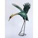 Bayou Breeze Mojokerto Metal Heron Coming for a Landing Garden Statue Metal in Black/Blue | 28.5 H x 12.8 W x 7.1 D in | Wayfair