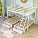 Harriet Bee Enissa Full Over Twin & Twin 3 Drawers Wooden L-Shaped Bunk Beds in White | 69 H x 80 W x 96 D in | Wayfair