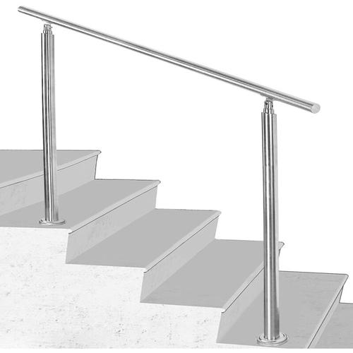 Handlauf Edelstahl, 160 cm gebürsteter Edelstahl, Treppengeländer mit ohne Querstreben für den