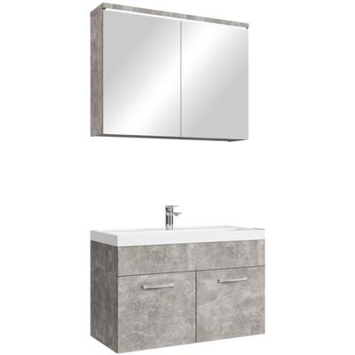 Badplaats - Badezimmer Badmöbel-Set Paso 02 80cm Waschbecken Beton - Untersc Image