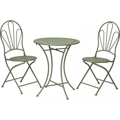 Set table + 2 chaises de jardin pliable en métal vert