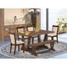 East West Furniture Dining Set- a Dining Table and Light Beige Linen Fabric Parson Chairs, Distressed Jacobean(Pieces Options)
