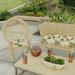 18" x 18" Beige Leaves Tufted Contoured Outdoor Wicker Seat Cushion (Set of 2)