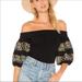 Free People Tops | Free People Rock With It Black Embroidered Off-The-Shoulder Top Size Small | Color: Black | Size: S