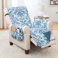 Printed Reversible Quilted Recliner Chair Protector by Couch Guard in Blue