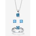 Women's 3-Piece Birthstone .925 Silver Necklace, Earring And Ring Set 18" by PalmBeach Jewelry in March (Size 9)