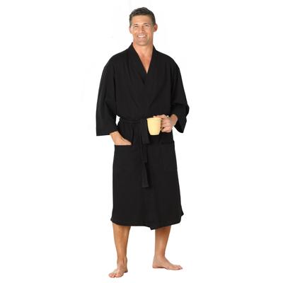Men's Big & Tall Cotton Jersey Robe by KingSize in Black (Size 4XL/5XL)