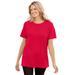 Plus Size Women's Thermal Short-Sleeve Satin-Trim Tee by Woman Within in Vivid Red (Size 1X) Shirt