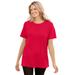 Plus Size Women's Thermal Short-Sleeve Satin-Trim Tee by Woman Within in Vivid Red (Size M) Shirt