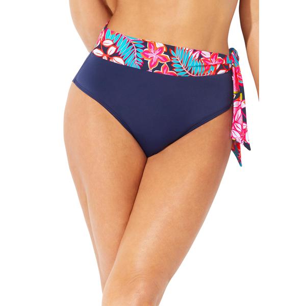 plus-size-womens-shirred-high-waist-bikini-bottom-by-swimsuits-for-all-in-tropical--size-12-/