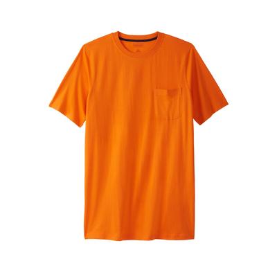 Men's Big & Tall Heavyweight Longer-Length Pocket Crewneck T-Shirt by Boulder Creek in Electric Orange (Size 7XL)
