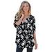 Plus Size Women's Tara Pleated Big Shirt by Roaman's in Black Fun Floral (Size 42 W) Top
