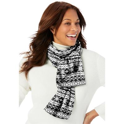 Plus Size Women's Microfleece Scarf by Accessories For All in Black Fair Isle