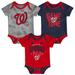 Newborn & Infant Washington Nationals Red/Navy/Heathered Gray Game Time Three-Piece Bodysuit Set