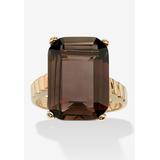 Women's Yellow Gold-Plated Genuine Smoky Quartz Ring by PalmBeach Jewelry in Gold (Size 9)