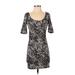 H&M Casual Dress - Mini Scoop Neck Short Sleeve: Black Leopard Print Dresses - Women's Size Small