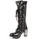 New Rock TR004-S1 Ladies Black 100% Leather Buckle Lace Knee High Biker Boots - black 4