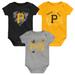 Girls Newborn & Infant Black/Gold/Heathered Gray Pittsburgh Pirates 3-Pack Batter Up Bodysuit Set