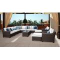 kathy ireland Homes & Gardens River Brook 13 Piece Outdoor Wicker Patio Furniture Set 13a in Snow - TK Classics River-13A-Snow