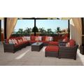 kathy ireland Homes & Gardens River Brook 13 Piece Outdoor Wicker Patio Furniture Set 13a in Cinnamon - TK Classics River-13A-Terracotta