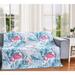 Bayou Breeze Coastal Living Pink Flamingo & Palms 60" x 50" Decorative Throw Quilt Blanket Polyester in Blue | 60 H x 50 W in | Wayfair