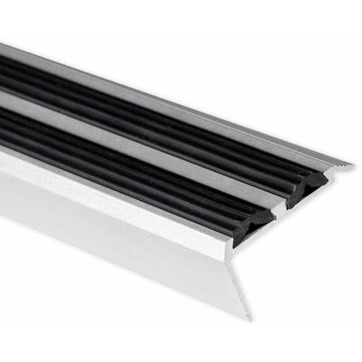 Seuil d'escalier Avec double caoutchouc Power Grip Longueur: 100 cm Autocollant Noir - Argent/Noir