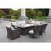 7-Piece Patio Rattan Sofa Set with Alum Dining Table and Armchairs
