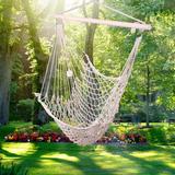 Indoor Outdoor Garden Cotton Hanging Rope Chair Swing Beige Hammocks