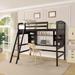 Contemporary Style Twin size Loft Bed with Storage Shelves, Desk and Ladder