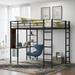 Contemporary Style Full Size Metal Loft Bed with 2 Shelves and one Desk