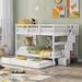 Contemporary Style Bunk Bed Stairway Full-Over-Full Bunk Bed with Twin size Trundle, Storage and Guard Rail for Bedroom