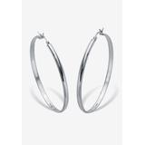 Women's Sterling Silver Diamond Cut Beaded Edge Hoop Earrings (53Mm) Jewelry by PalmBeach Jewelry in Silver