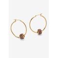 Women's Goldtone Charm Hoop Earrings (32mm) Round Simulated Birthstone by PalmBeach Jewelry in February