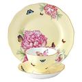 Royal Albert Miranda Kerr 40001838 Joy Teacup, Saucer & 20cm Side Plate 3 Pc Set, Bone China, Yellow 22