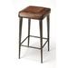 Williston Forge Leather Bar Stool Upholstered/Leather/Metal/Faux leather in Brown | 32 H x 17 W x 16 D in | Wayfair