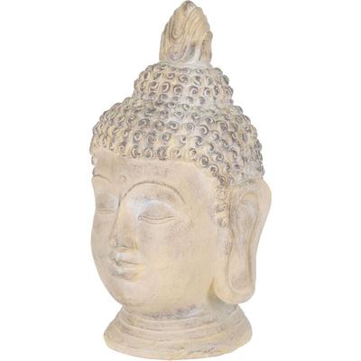 Ecd Germany - Buddha Figur 78 cm Beige/Grau, Kunststein Polyresin, Kopf Statue Skulptur Dekofigur Image
