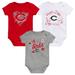 Girls Newborn & Infant Red/White/Heathered Gray Cincinnati Reds 3-Pack Batter Up Bodysuit Set