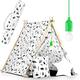 Ricokids Tipi Zelt für Kinder aus Baumwolle - Indoor & Outdoor Spielzeug Fenster Zwei Kissen Isoliermatte LED Lampe - Wigwam Indianerzelt Pappelholz 116 x 107 x 110 cm Weiß