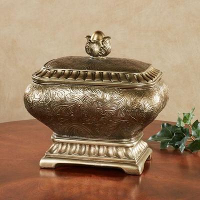 Algiers Decorative Covered Box Satin Gold , Satin Gold