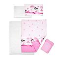 5 Piece Baby Bedding Duvet Pillow with Covers & Jersey Sheet fits 140x70cm Cot Bed (Pink Ballet)