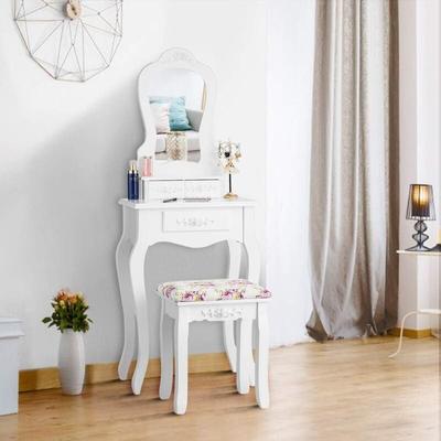 Costway - Schminktisch Set mit abnehmbarem Spiegel, Kosmetiktisch Makeup Tisch mit gepolstertem Image