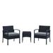 Noli Steel Rattan 3-Piece Patio Conversation Set with Cushions in Grey - Manhattan Comfort OD-CV006-GY