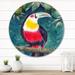 East Urban Home Toucan On The Tree Branch w/ Emerald Leaves - Traditional Circle Wall Art in Green/Red/Yellow | 23 H x 23 W x 1 D in | Wayfair