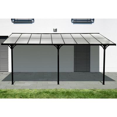Aluminium Terassenüberdachung mit Doppelstegplatten Bruce schwarz 556 x 300 x 225-270 cm (l x b x