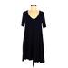 Soprano Casual Dress - A-Line: Blue Solid Dresses - Women's Size Medium