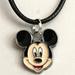 Disney Jewelry | Mickey Mouse Necklace Disney 17-19" Pendant Black Cord | Color: Black/Cream | Size: Os