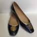 Lilly Pulitzer Shoes | Lilly Pullitzer Navy Patent Leather Metallic Gold Trim Embellished Vamp Flats | Color: Blue/Gold | Size: 9