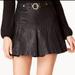 Free People Skirts | Free People Black Leather Pleated Skirt With Belt | Color: Black | Size: 6