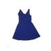 Love, Nickie Lew Cocktail Dress - A-Line V Neck Sleeveless: Blue Solid Dresses - Women's Size 7