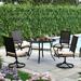 Lark Manor™ Alyah 5-pieces Round Patio Dining Set Rattan Swivel Armchairs Round Metal Table w/ Umbrella Hole Metal in Black | 42 W x 42 D in | Wayfair